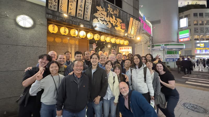 The group outside an izakaya at the farewell party of the 2024 trip to Japan