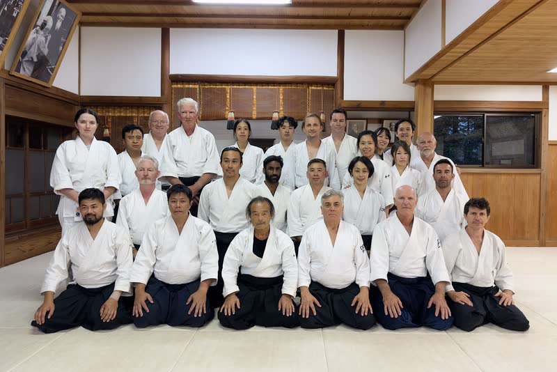 Group photograph in the dojo at Iwama during a visit to Japan