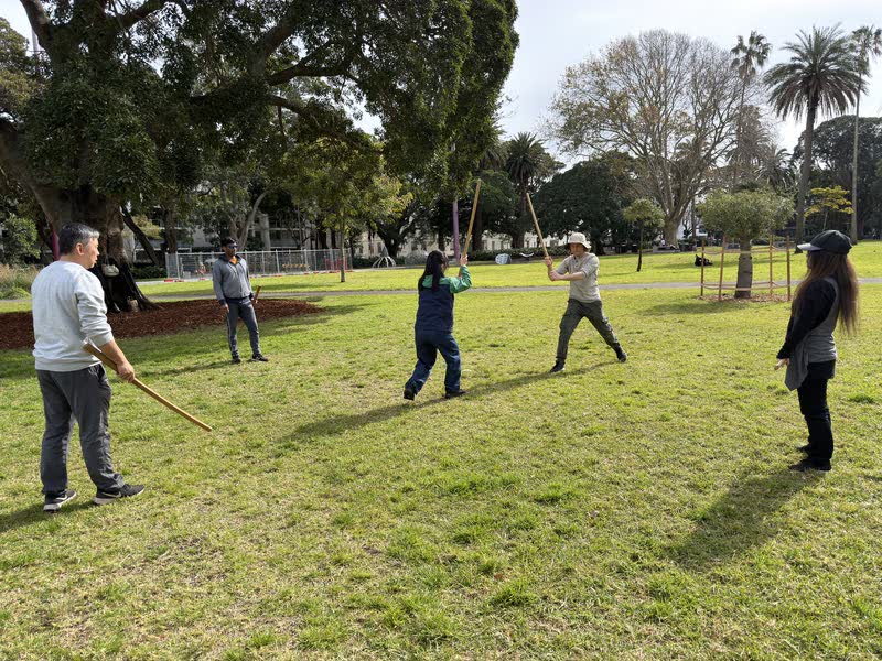Kumitachi at Sunday weapons training in Redfern Park