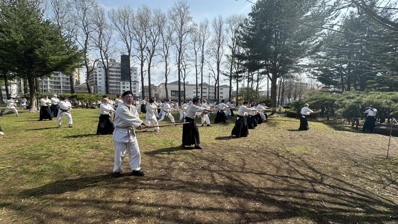 Outdoor weapons practice at Morioka