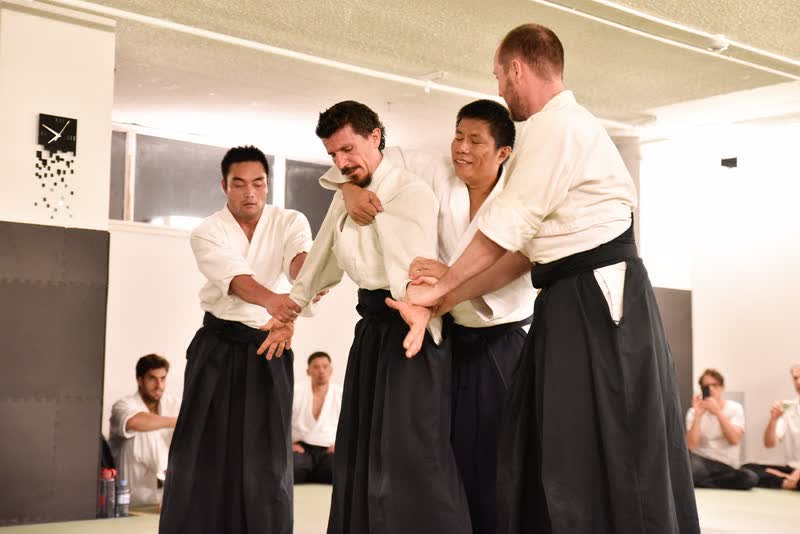 Roman Pesko against three attackers, sannin gake, at the Surry Hills dojo