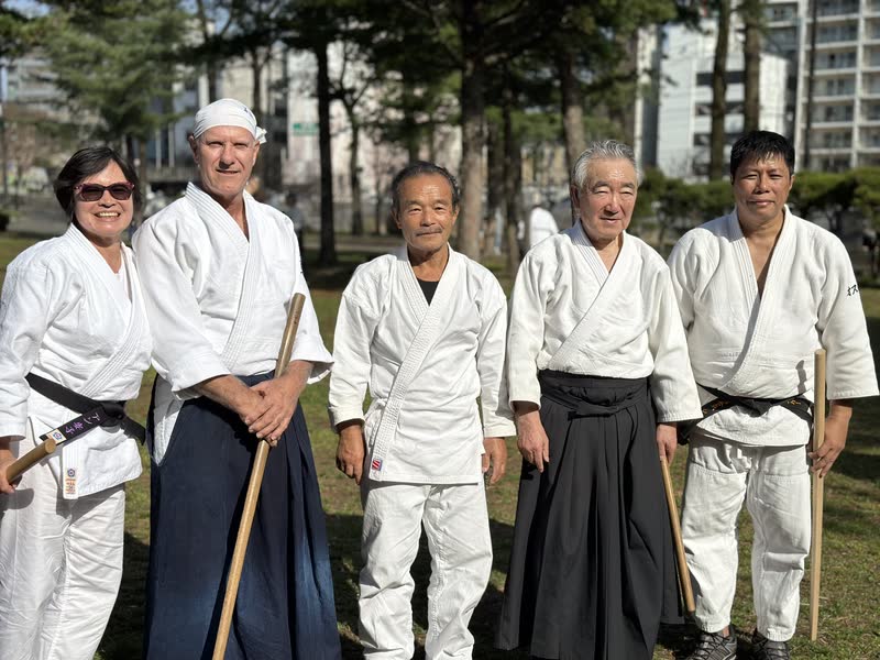 Takayasu Sensei with Hidaka Sensei and senior students in Morioka after training