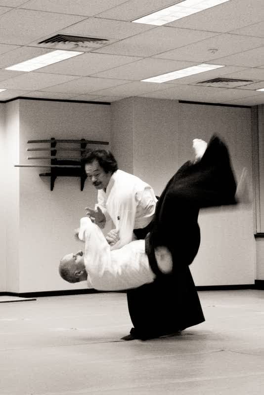 Takayasu Sensei throwing with koshi nage at the Surry Hills dojo, uke clear of the mat