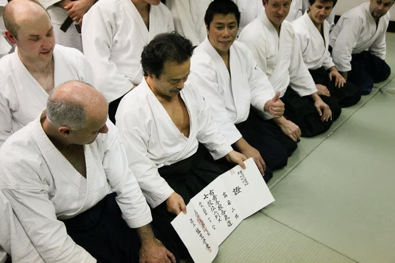 Takayasu Sensei with his 7th Dan certificate