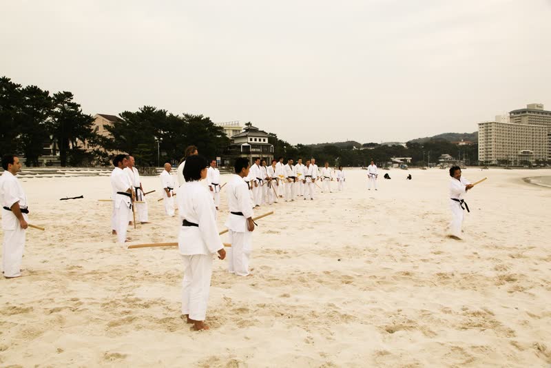Weapons practice on the beach at Tanabe