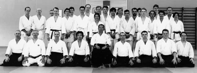 Saito Sensei with North Sydney Dojo, 1997 Easter Aikido Gasshuku