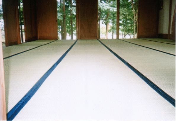 Inside the Ceremonial Hall. During special events, Aikido demonstrations are held here on the tatami.