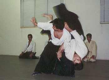 Action shot of Koshi-nage by Takayasu Sensei