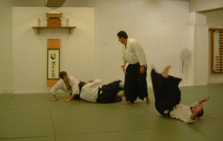 Peter throwing three attackers