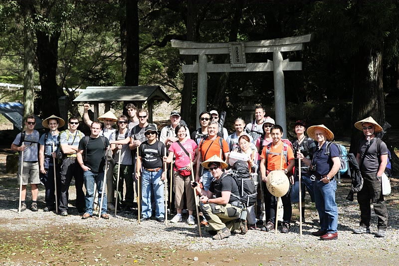 Group photo at the start of the Kumano Kodo walk.