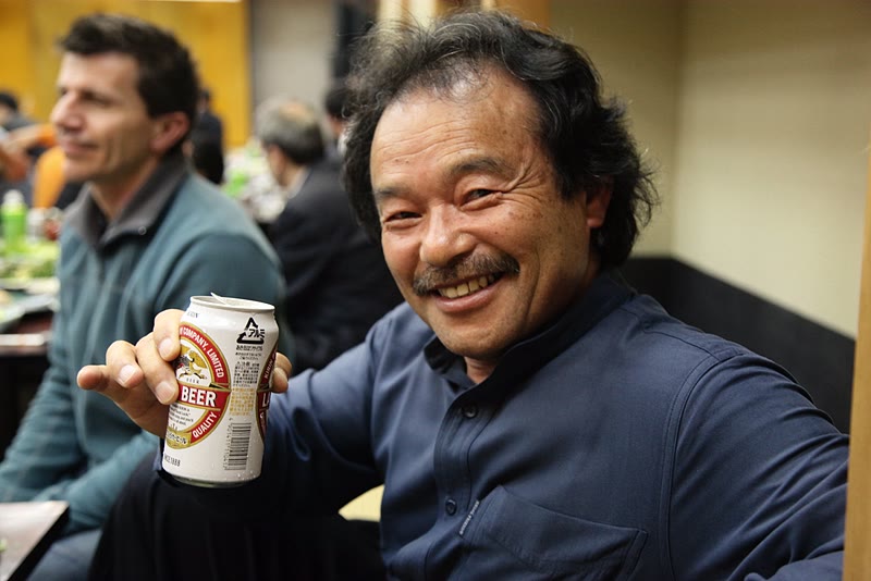 Takayasu Sensei enjoying his hard-earned beer