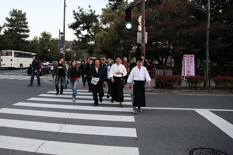 Ogawa Sensei from the Aishinkan group shepherding us to the Butokuden
