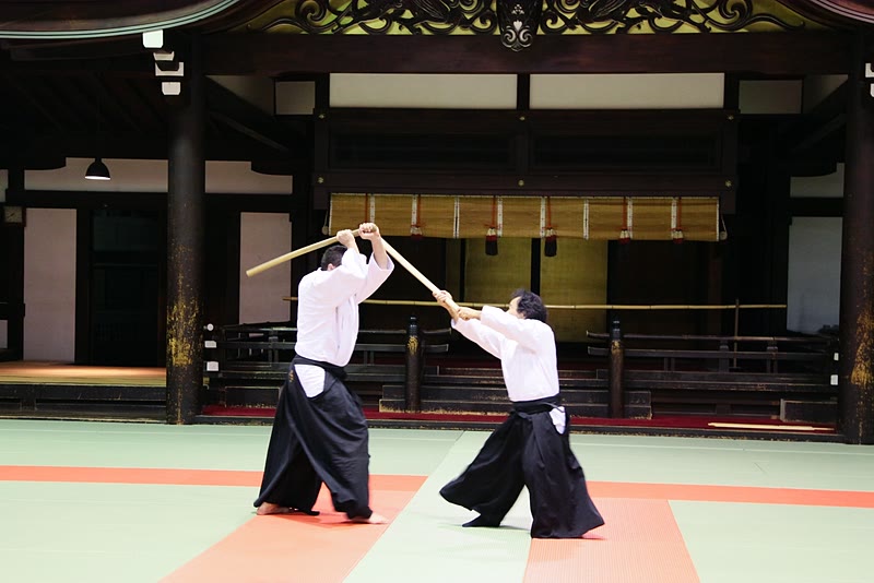 Takayasu Sensei demonstrating Ken Awase with Peter