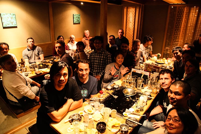 After-training dinner in Kyoto