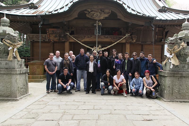 Group photo in front of Atago Jinja