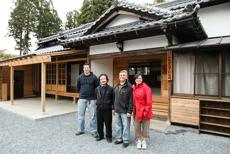Takayasu Sensei and his senior students in front of the Iwama Dojo